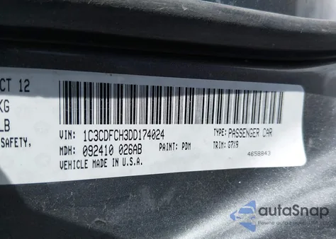 2013 Dodge Dart Limited из США, поврежденный, VIN 1C3CDFCH3DD174024